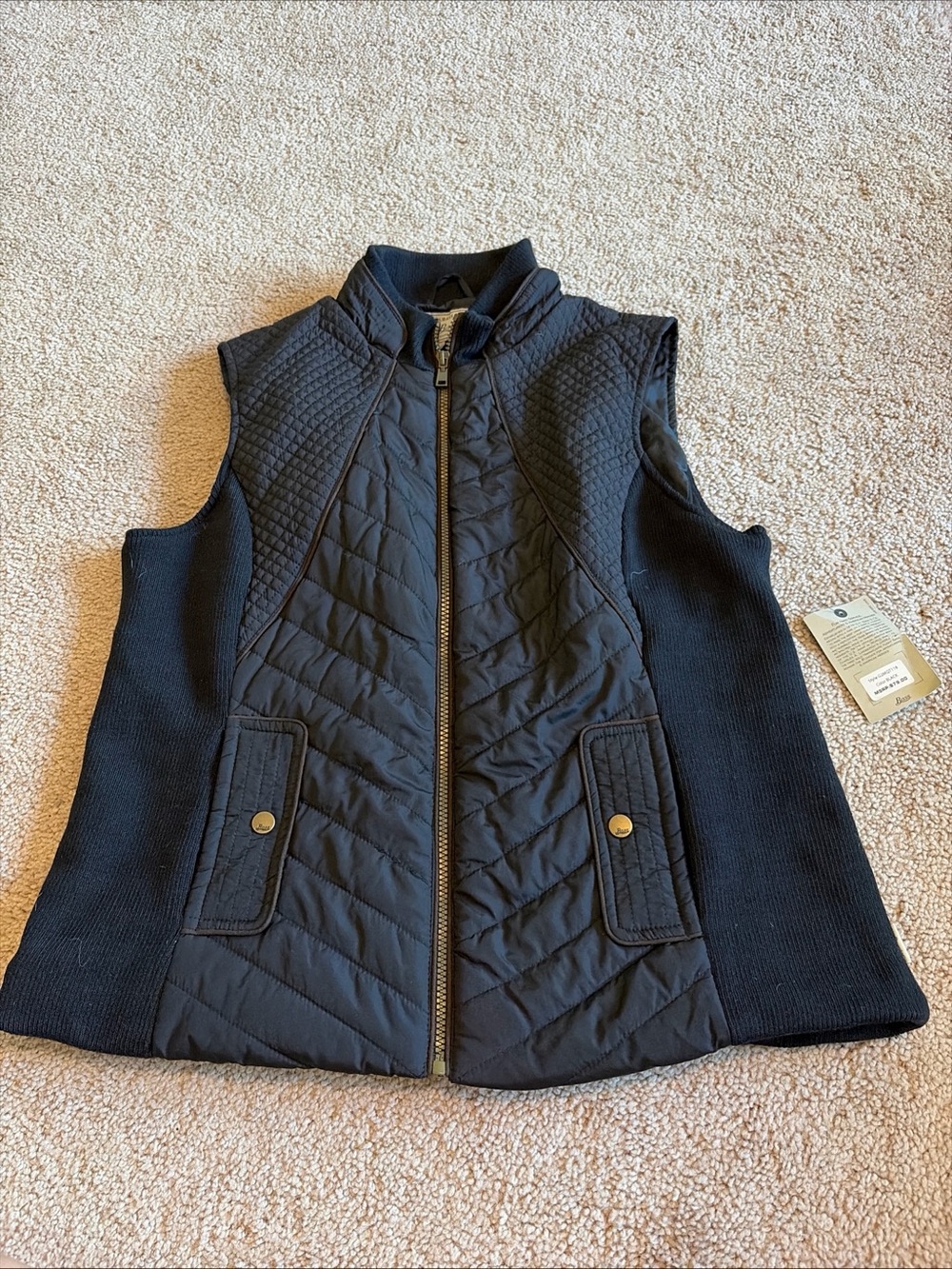 G.H. Bass & Co. Womens Black Sleeveless Full-Zip Quilted Vest Size Large New